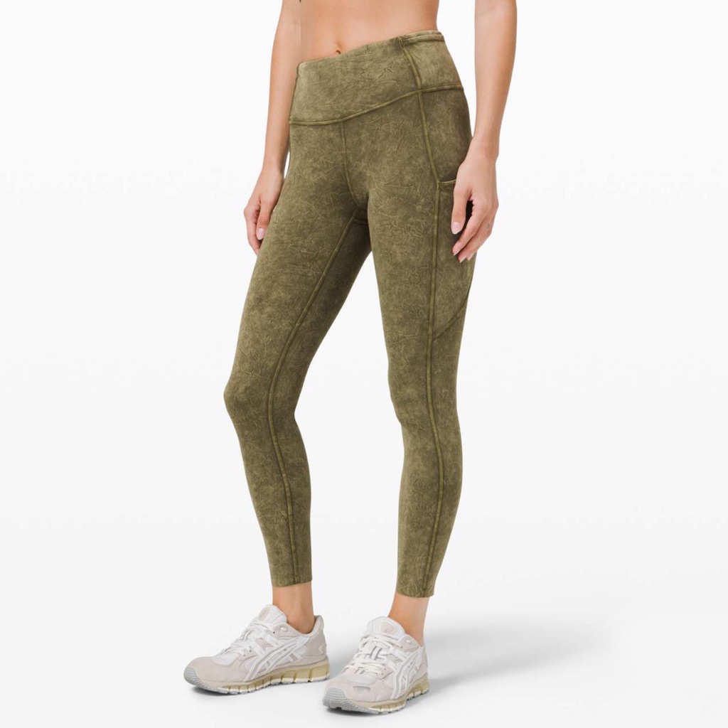 Lululemon Fast And Free High Rise Tight 25” *Ice Dye In Moss Green, Size 4